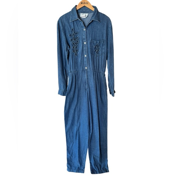 Vintage Pants - 1980s d. Frank 100% Cotton Lightweight Denim Jumpsuit